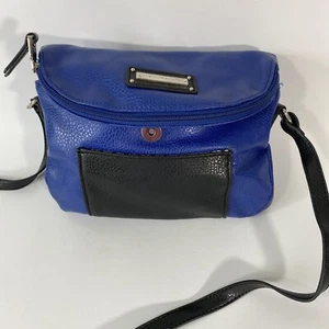 Madden Girl Small Blue & Black Crossbody Shoulder Bag with Zipper Closure. - Picture 1 of 8
