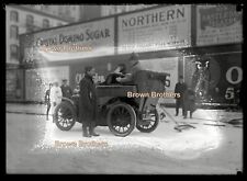 Late 1900s Brass Era Auto Snow Covered Streets NYC Glass Camera Negative - BB
