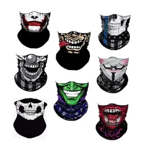 8PCS Sciarpe Bandane Tubo Viso Fascia Nera, Moto Multi Mix Skull-e - Foto 1 di 8