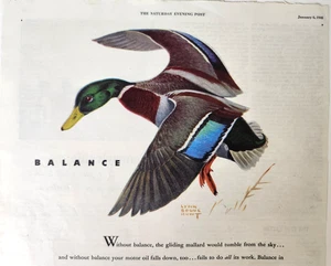 Lynn Bogue Hunt Duck Pennsylvania Grade Crude Oil Assoc Vtg 1945 Magazine Print - Picture 1 of 5