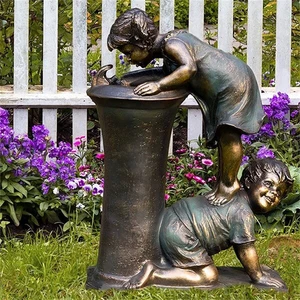 Boy & Girl Garden Statue a Kid with Fireflies Garden Statue-Garden Decoration fo - Picture 1 of 12