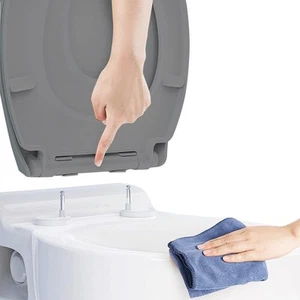 Ram® Grey Quick Release Soft Close Toilet Seat with Hinges Bathroom Bowl Seating - Picture 1 of 6