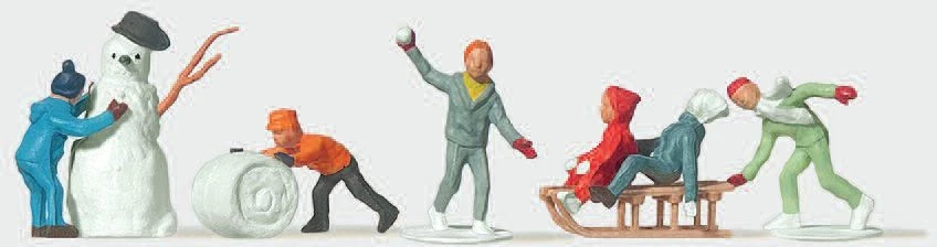 Preiser Merten Kinder Schneemann Schlitten Winter 0212230 H0 1 87 OVP 5Fig