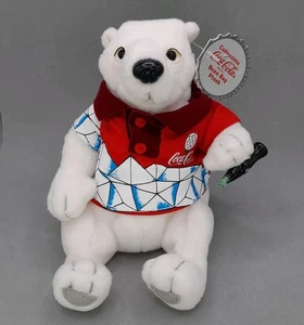 Coca-Cola Polar Bear Plush 6" Bean Bag Red Golf Shirt Vintage 1999 Soft Toy NWT - Picture 1 of 12
