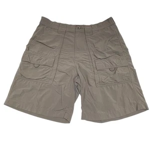 LL Bean Cargo Utillity Shorts Herren 32 dunkelkhaki vorne flach Wandern Angeln MÄNGEL - Bild 1 von 13