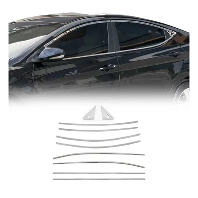 Window Molding Trim Streamer for Hyundai Elantra 2011-2016 Stainless Steel 10Pcs - Image 1 of 4