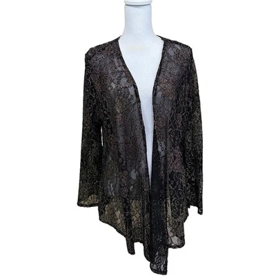 Chico's Chaqueta/Cárdigan Encaje Negro/Dorado, 1(Pequeño), Brillante, Noche Foto 1 de 4