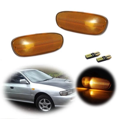 Para Subaru Impreza 1993-2001 Nuevo Marcador Lateral Luces Lámparas con Kit de Bombillas LED Ámbar Foto 1 de 4