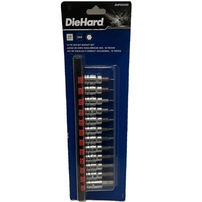 Diehard 12 Piece SAE Hex Bit Driver Socket Set 1/16”-3/8” 3/8” Drive, - Image 1 of 4
