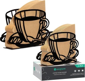 2 PCS Coffee Filter Holder,Coffee Paper Storage Black - Picture 1 of 6