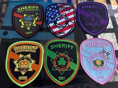 Lot HOWARD County Sheriff Patch MD St Patrick's, Halloween, Thanksgiving… - Image 1 of 4