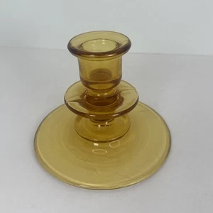 Candelabro ámbar vintage palitos de vidrio base lisa redondo aspecto de 3,5" de alto - Imagen 1 de 12