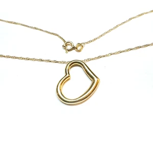10K Gold Heart Pendant Necklace 18in Chain - Picture 1 of 7