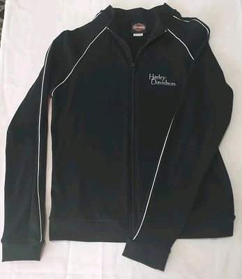 Chaqueta cortavientos Harley-Davidson clásica negra para mujer talla L hecha en EE. UU. algodón  Foto 1 de 4