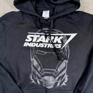 Marvel Stark Industries Iron Man Hoodie Men’s L Black Pullover Sweatshirt NWT - Picture 1 of 9