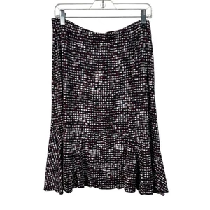 Chicos dunkel gemustert Stretch Slinky bügelfrei Rüschensaum knielanger Rock XL 16 - Bild 1 von 6