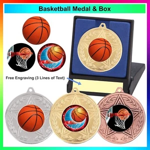 Medalla de baloncesto en caja de presentación + placa grabada gratuita - entrega gratuita - Imagen 1 de 4
