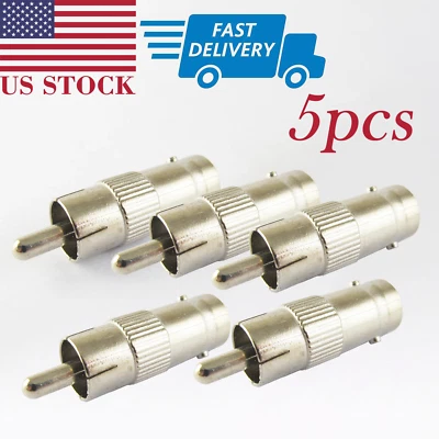 5pcs BNC Female to RCA Male Adapter Coaxial Cable Converter CCTV Camera DVR TV - Image 1 of 4