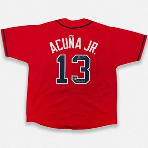 Ronald Acuna Jr. Atlanta Braves Signed "40/70 Club" Pro Style Red Jersey BAS - Picture 1 of 2