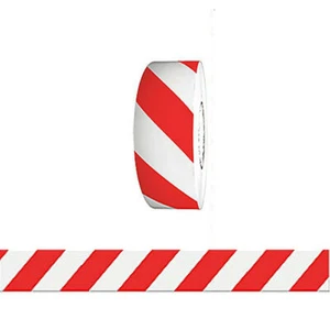 Cinta Barricade - Rayas Rojas y Blancas 3 x 1000 pies No Adhesiva 3 mil (8 Rollos/Estuche) - Imagen 1 de 1
