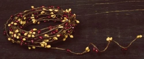BURGUNDY & GOLD-Pip Berry String Garland-18 ft-Bendable-Floral-Crafts-FREE SHIP - Image 1 of 1