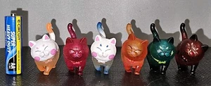 6 Cat Tilted Head Transparent Mini Figurines 1⅞" Long Toy Figures  - Picture 1 of 10