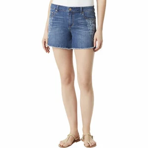 VINTAGE AMERICA Größe 8/29 Claudia Bestie blau abgeschnittene Jeansshorts BLAU - Bild 1 von 1