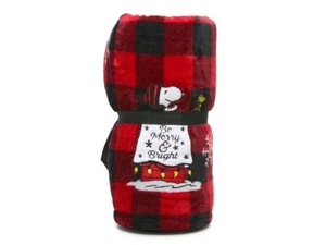 NEU Peanuts Snoopy Decke in schwarz/rot/weiß Buffalo Plaid - Bild 1 von 1