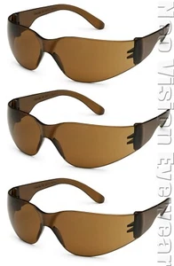 3 Pair/Pack Gateway Starlite Anti Fog Mocha/Brown Safety Glasses Sun Z87+ Z94+ - Picture 1 of 4