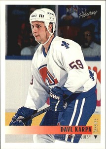 1994-95 Topps/OPC Premier Nordiques Hockey Card #202 Dave Karpa