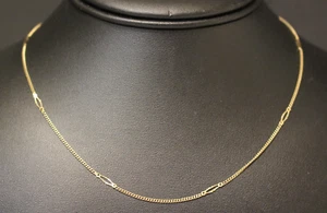 (RI1) Collana in oro giallo 14 carati con catena a maglie fantasia - 15,75" - 2 grammi - Foto 1 di 4