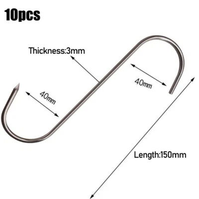 10Pcs Stainless Steel Hanging Meat Hooks Heavy Duty Metal Hooks Butcher Hooks - Image 1 of 4