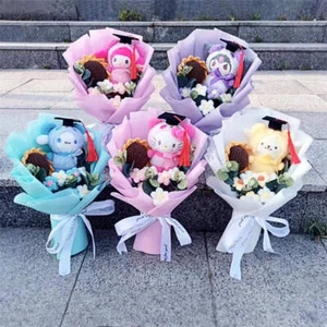 Sanrio Plush Sunflower Bouquet Gift Graduation Flowers - Picture 1 of 11