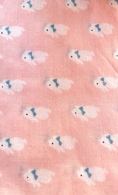 Nursery Rhymes Hoffman Fabrics Pink Bunnnies Rabbit 1 5/8 Y Cottagecore Cotton - Image 1 of 4