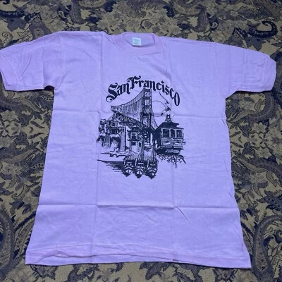 Camisa Rosa Destino San Francisco Años 80 De Colección Para Hombre Talla XL Delgada Foto 1 de 4