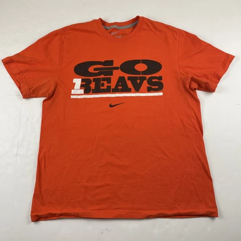 Nike Oregon State Beavers Short Sleeve T-Shirt Men’s L “Go Beavs” Orange Cotton Cover