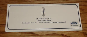 Original 1978 Lincoln Exterior Color Selections Sales Brochure Continental Mark - Picture 1 of 2