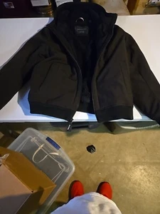 Tommy Hilfiger Men Black 3 Layer Fabric Fur Lined Jacket Water Resistance Size M - Picture 1 of 12