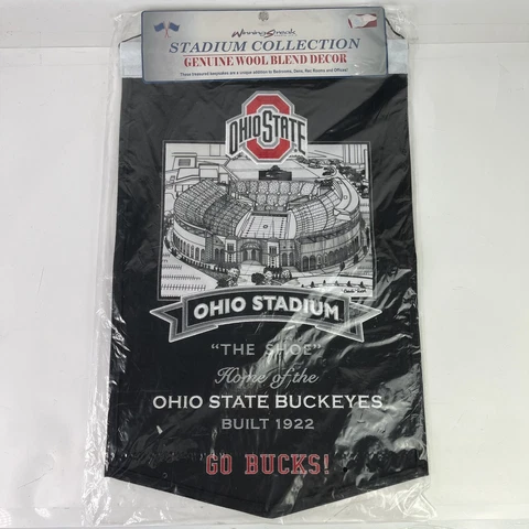 OHIO STATE BUCKEYES "THE SHOE" STADIUM EMBROIDERED WOOL BANNER 15"X24" QUALITY Cover
