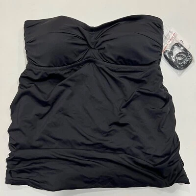 全新带标签 GAP 坦基尼上衣 XS 码黑色可拆卸垫无肩带 — 第 1/4 张图片