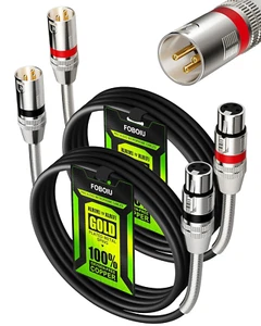 XLR Cavi 6Ft Confezione da 2, Cavo Microfono XLR, Schermato Bilanciato 3 Pin Maschio a - Foto 1 di 12