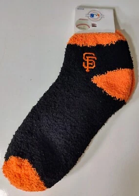 ⚾ SAN FRANCISCO GIANTS MLB BASEBALL TEAM LOGO FUZZY SOCKS MEDIUM Orange Black ⚾ - Image 1 of 3