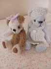 Handmade Artist Bears Lot of 2  6" brown and Ivory and 8" Grey Fully Jointed