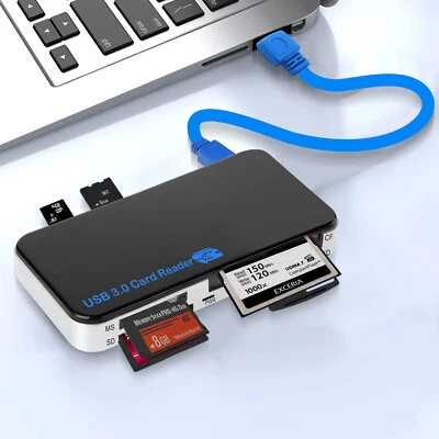 Lector de tarjetas de memoria USB 3.0 6 en 1, adaptador de alta velocidad para SD CF MicroSD XD MS M2 Foto 1 de 4