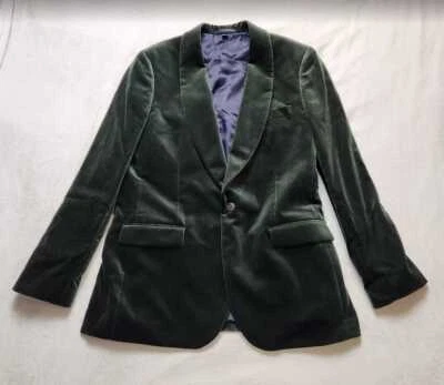 Chaqueta de esmoquin con cuello chal y cuello chal ajustado 44L J Crew Ludlow para hombre Blazer de terciopelo verde Foto 1 de 4