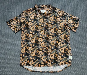 Jimmy Buffet Margaritaville Men's Large Black Button Up Shirt Hibiscus Print - Picture 1 of 16