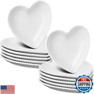12 pcs Heart Shaped Plates Ceramic Salad 6.9 Inches Ceramic Graduation Plates - Picture 1 of 5