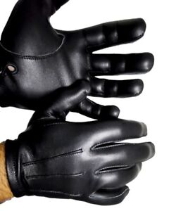 USED Mens Leather Gloves Unlined Nappa Italian Leather Driving Gloves Size MED