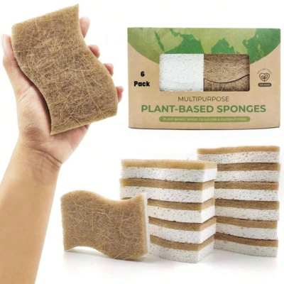 12pcs Kitchen Sponge Natural Biodegradable Eco-Friendly Dish Sponges for Kitchen - Image 1 of 4