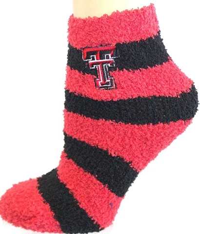 Texas Tech Red Raiders Striped Fuzzy Womens Lounge Quarter Socks Cover